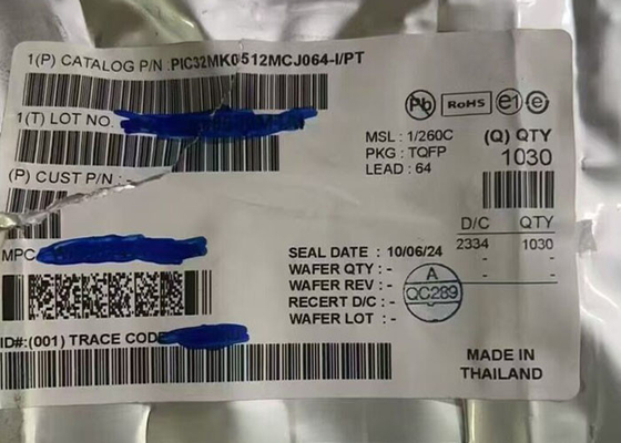 PIC32MK0512MCJ064-I/PT माइक्रोकंट्रोलर MCU 120MHz उच्च प्रदर्शन 32-बिट MCU TQFP-64