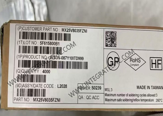 MX25V8035FZNI मेमोरी आईसी चिप 2.3V से 3.6V 8 एमबीटी या फ्लैश मेमोरी WSON-8