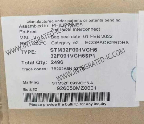 STM32F091VCH6 माइक्रोकंट्रोलर एमसीयू 32-बिट मुख्यधारा एआरएम कॉर्टेक्स-एम0 एक्सेस लाइन एमसीयू