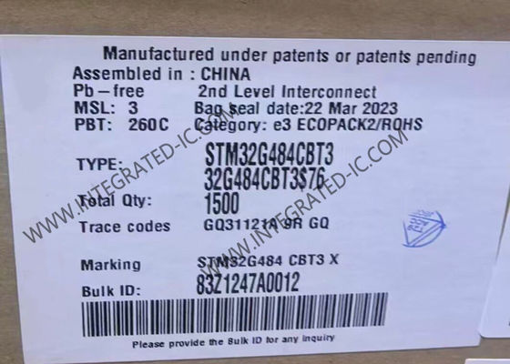 सूक्ष्म नियंत्रक MCU STM32G484CBT3 उच्च प्रदर्शन 32-बिट RISC कोर MCU LQFP48