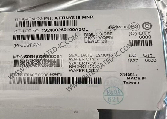 ATTINY816-MNR माइक्रोकंट्रोलर MCU 8-बिट AVR माइक्रोकंट्रोलर 20MHz TinyAVR 1-सीरीज MCU