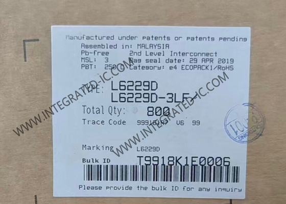 L6229D इंटीग्रेटेड सर्किट चिप डीएमओएस ड्राइवर 3-फेज ब्रशलेस डीसी मोटर ड्राइवर SOIC24