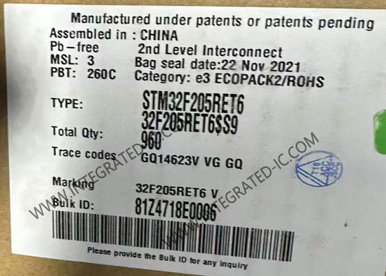 माइक्रोकंट्रोलर MCU IC STM32F205RET6 FLASH 64-LQFP पैकेज सरफेस माउंट