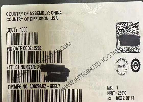 AD829ARZ इंटीग्रेटेड सर्किट चिप ऑपरेशनल एम्पलीफायर SOIC8 लो नॉइज़ वीडियो ऑप एम्प