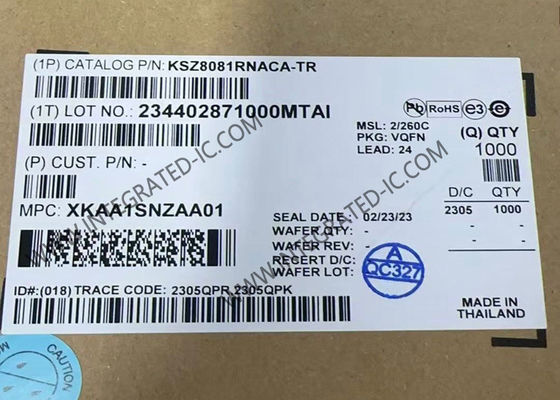 KSZ8081RNACA ईथरनेट आईसी 10/100 आरएमआईआई समर्थन के साथ बेस-टीएक्स फिजिकल लेयर ट्रांससीवर