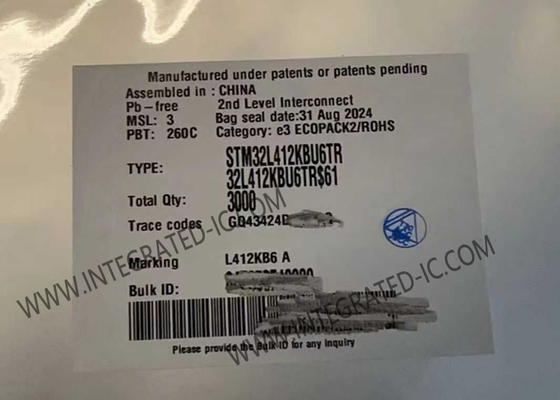 32UFQFN माइक्रोकंट्रोलर MCU STM32L412KBU6 माइक्रोकंट्रोलर IC 80MHz उच्च प्रदर्शन