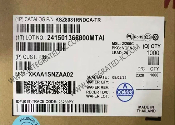 KSZ8081RNDCA Ethernet IC Single-Chip 10BASE-T/100BASE-TX Ethernet Transceiver With RMII Support