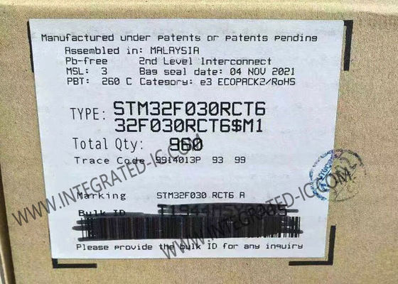 STM32F030RCT6 256 kB फ्लैश मेमोरी 48 मेगाहर्ट्ज घड़ी आवृत्ति और 51 आई/ओ के साथ माइक्रोकंट्रोलर एमसीयू