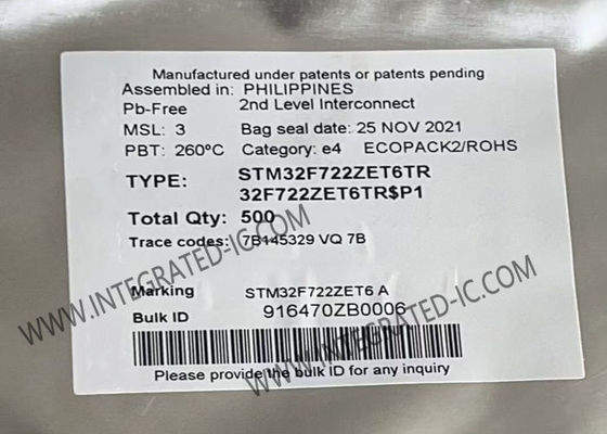 STM32F722ZET6TR माइक्रोकंट्रोलर MCU एकल-कोर एम्बेडेड माइक्रोकंट्रोलर IC