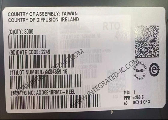 ADG621BRMZ इंटीग्रेटेड सर्किट चिप डुअल SPST स्विच IC, 10-लीड MSOP पैकेज के साथ, 2.7V से 5.5V सिंगल सप्लाई और ±2.7V से ±5.5V डुअल सप्लाई