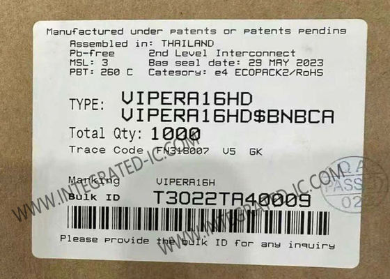 VIPERA16HD एकीकृत सर्किट चिप 6W उच्च वोल्टेज कनवर्टर के साथ 800 वी हिमस्खलन कठोरता और 60 kHz ऑपरेटिंग आवृत्ति