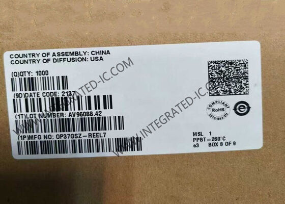 OP37GSZ Operational Amplifier IC Chip with 63 MHz Gain Bandwidth 17 V/us Slew Rate and 30 uV Input Offset Voltage