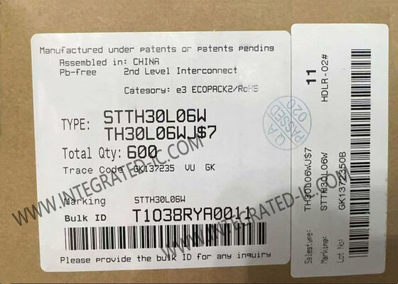 STTH30L06W इंटीग्रेटेड सर्किट चिप 600V 30A अल्ट्रा फास्ट रिकवरी रेक्टिफायर DO-247-2 पैकेज