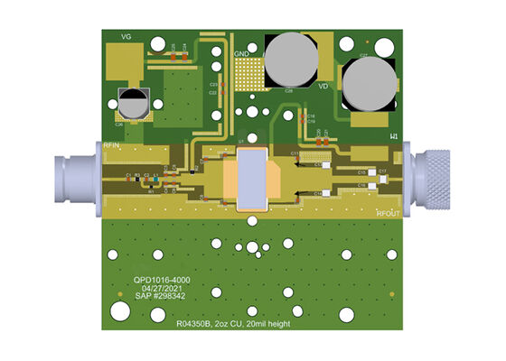 QPD1016EVB01 एम्बेडेड समाधान 500W प्री-मैच्ड डिस्क्रीट GaN RF ट्रांजिस्टर मूल्यांकन बोर्ड