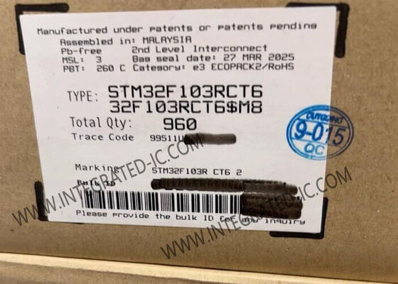 एआरएम कॉर्टेक्स-एम3 कोर, 72 मेगाहर्ट्ज स्पीड, 256 केबी फ्लैश मेमोरी और 12-बिट एडीसी के साथ एसटीएम 32 एफ 103 आरसीटी 6 32-बिट माइक्रोकंट्रोलर