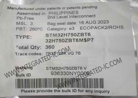 STM32H750ZBT6 32-बिट माइक्रोकंट्रोलर MCU 480MHz ARM कॉर्टेक्स-M7, 128 kB फ्लैश मेमोरी और 144-LQFP पैकेज के साथ