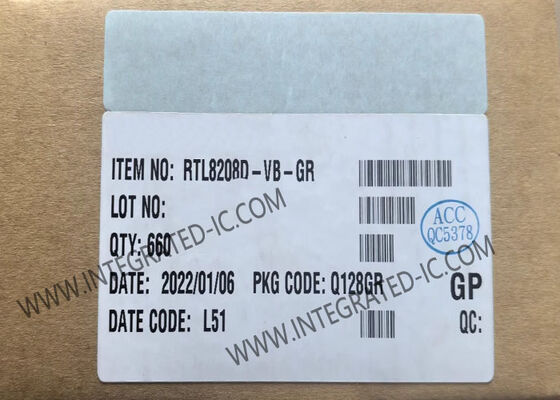 RTL8208D-VB-GR ईथरनेट आईसी ऑक्टल-चैनल 8-पोर्ट 10/100Mbps ईथरनेट ट्रांससीवर RS8MII इंटरफ़ेस के साथ