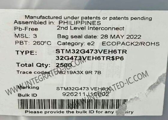 STM32G473VEH6TR माइक्रोकंट्रोलर MCU 32-बिट ARM कॉर्टेक्स-M4 170MHz गति और 512KB फ्लैश मेमोरी के साथ