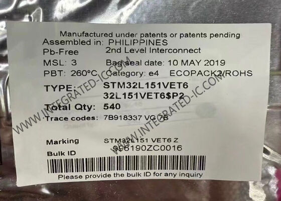 STM32L151VET6 माइक्रोकंट्रोलर MCU अल्ट्रा-लो-पावर ARM कॉर्टेक्स-एम3 32-बिट 512 kB फ्लैश मेमोरी 32MHz MCU