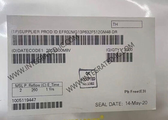 EFR32MG13P632F512GM48-D वायरलेस कम्युनिकेशन मॉड्यूल 48-VFQFN पैकेज में 512KB फ्लैश के साथ डबल जनरल थ्रेड ज़िगबी आरएफ ट्रांससीवर