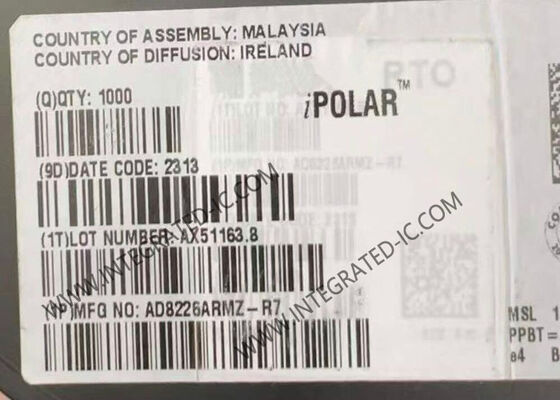 AD8226ARMZ वाद्ययंत्र एम्पलीफायर आईसी चिप व्यापक आपूर्ति रेंज रेल-टू-रेल आउटपुट और 1.5 मेगाहर्ट्ज बैंडविड्थ के साथ