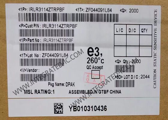 IRLR3114ZTRPBF 40V 130A 5.2mOhm एन-चैनल हेक्सेट पावर MOSFET ट्रांजिस्टर इंटीग्रेटेड सर्किट चिप