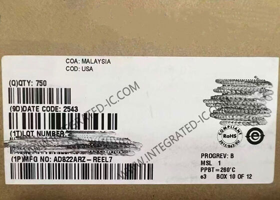 रेल-टू-रेल आउटपुट SOIC-8 के साथ AD822ARZ लो पावर FET-इनपुट डुअल ऑपरेशनल एम्पलीफायर