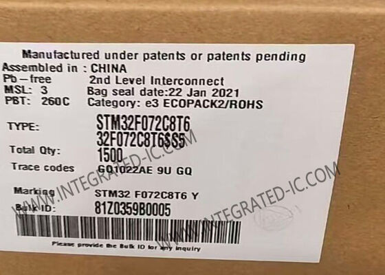 STM32F072C8T6 माइक्रोकंट्रोलर MCU उच्च प्रदर्शन 32-बिट 48MHz ARM कॉर्टेक्स-M0 MCU