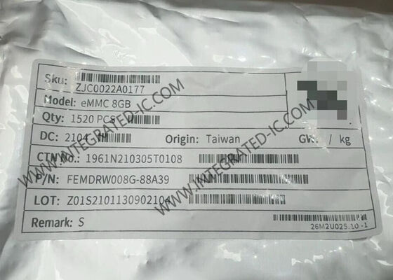 औद्योगिक व्यापक तापमान रेंज अनुप्रयोगों के लिए BGA-153 पैकेज के साथ 8GB eMMC 5.1 NAND फ्लैश मेमोरी आईसी चिप