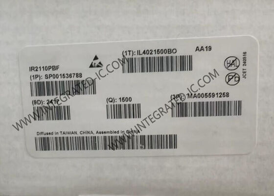 IR2110PBF गेट ड्राइवर IC 500V हाई साइड वोल्टेज 3.3V लॉजिक संगत और 2A पीक आउटपुट करंट के साथ