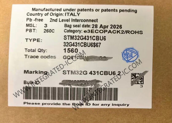 STM32G431CBU6 माइक्रोकंट्रोलर एमसीयू 170MHz स्पीड 128KB फ्लैश और 32-बिट RISC कोर आईसी चिप के साथ