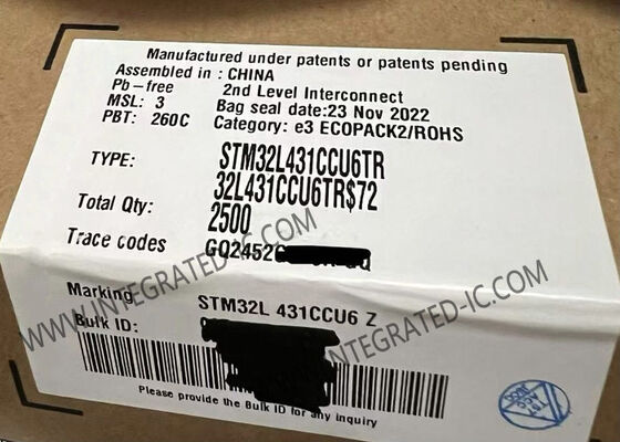 STM32L431CCU6 माइक्रोकंट्रोलर MCU 32-बिट सिंगल-कोर 80MHz 256KB फ्लैश माइक्रोकंट्रोलर आईसी