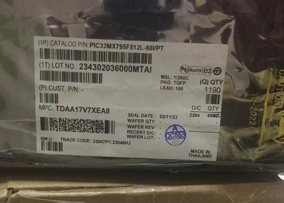 512KB फ्लैश PIC32MX795F512L-80I/PT 32-बिट सिंगल-कोर माइक्रोकंट्रोलर - MCU 100-TQFP