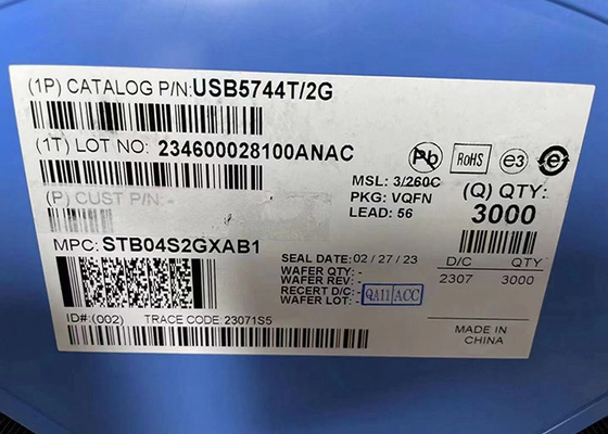 इंटीग्रेटेड सर्किट चिप USB5744T/2G 4-पोर्ट USB हब कंट्रोलर USB 3.0 इंटरफ़ेस 56-VQFN