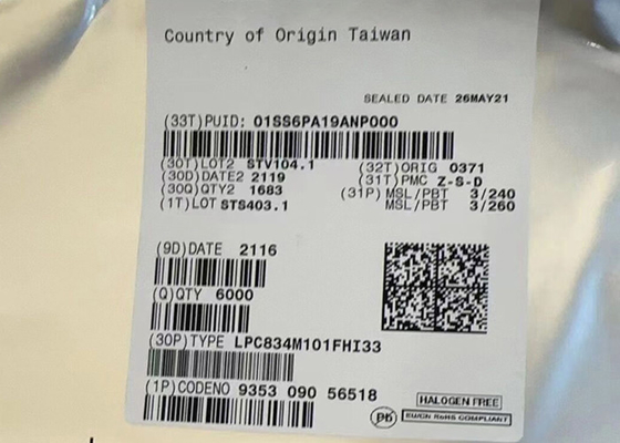32-VFQFN LPC834M101FHI33 32-बिट सिंगल-कोर 30MHz 32KB माइक्रोकंट्रोलर IC