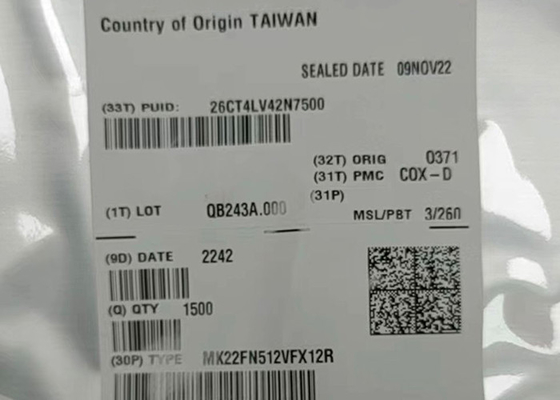 120MHz माइक्रोकंट्रोलर MCU MK22FN512VFX12R 32बिट सिंगल कोर 88-QFN