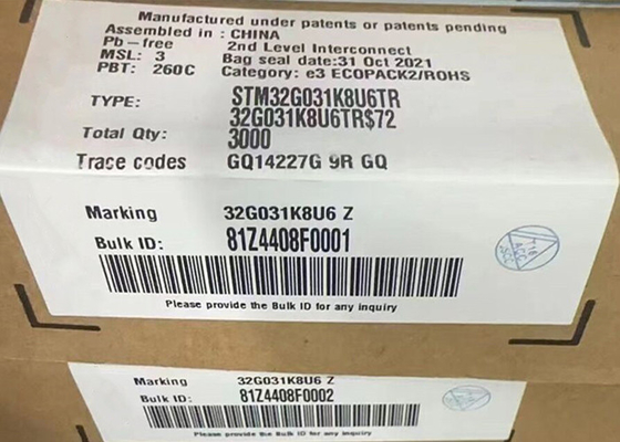 माइक्रोकंट्रोलर MCU STM32G031K8U6TR 32-बिट एकल-कोर माइक्रोकंट्रोलर IC 32-UFQFN