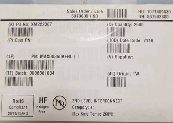 एकीकृत सर्किट चिप MAX98360AENL 1-चैनल क्लास-डी ऑडियो एम्पलीफायर 9-XFBGA