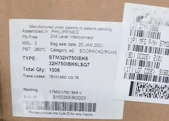 उच्च प्रदर्शन MCU STM32H750IBK6 माइक्रोकंट्रोलर IC 201UFBGA 32Bit सिंगल कोर