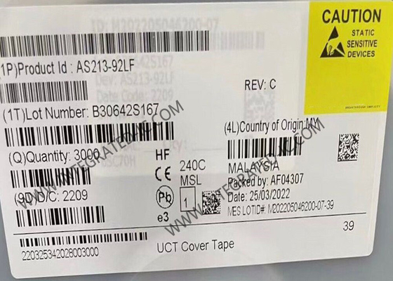 AS213-92LF वायरलेस कम्युनिकेशन मॉड्यूल 0.1GHz से 3GHz pHEMT GaAs SPDT स्विच IC