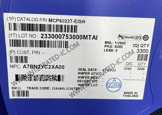 MCP6022T-E/SN एकीकृत सर्किट चिप दोहरी चैनल 10MHz परिचालन एम्पलीफायर SOIC-8
