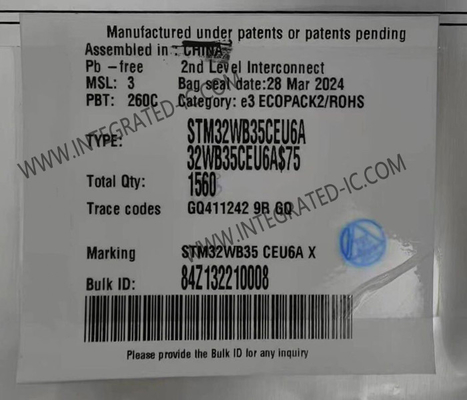 STM32WB35CEU6A माइक्रोकंट्रोलर MCU 2.4GHz मल्टीप्रोटोकॉल वायरलेस 32-बिट MCU