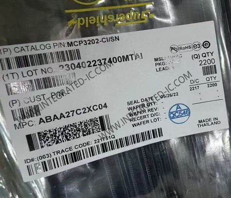 MCP3202-CI/SN एकीकृत सर्किट चिप 12-बिट 100kSPS डबल चैनल एनालॉग टू डिजिटल कन्वर्टर्स