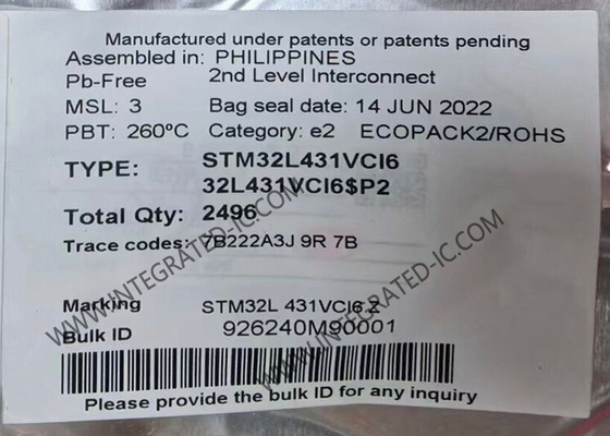 STM32L431VCI6 माइक्रोकंट्रोलर MCU ARM माइक्रोकंट्रोलर 80MHz एम्बेडेड MCU UFBGA100