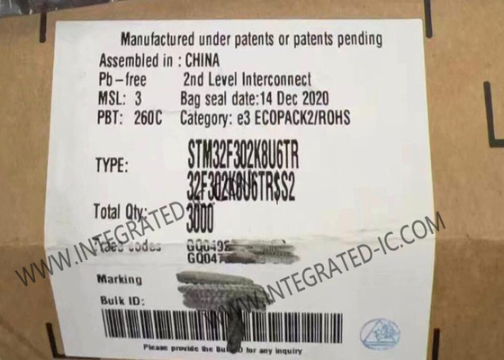 STM32F302K8U6TR माइक्रोकंट्रोलर MCU 72MHz 32-बिट सिंगल-कोर माइक्रोकंट्रोलर UFQFPN-32