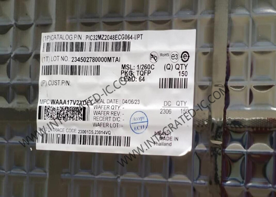 माइक्रोकंट्रोलर MCU PIC32MZ2048ECG064-I/PT ग्राफिक्स इंटरफेस के साथ 32-बिट माइक्रोकंट्रोलर आईसी