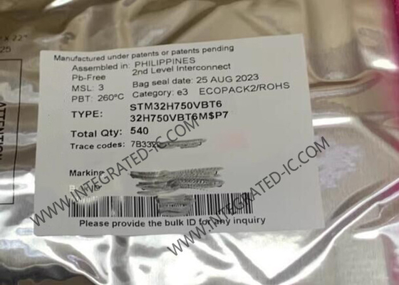 100-LQFP पैकेज STM32H750VBT6 128KB फ्लैश 1MB ARM माइक्रोकंट्रोलर्स-MCU