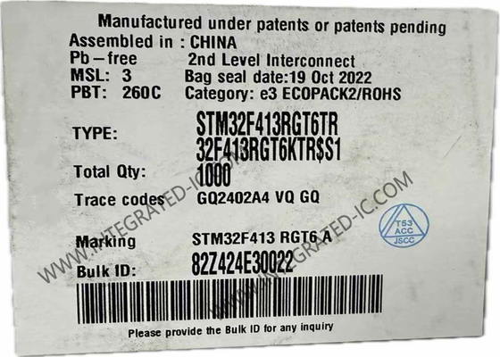 माइक्रोकंट्रोलर MCU STM32F413RGT6 एम्बेडेड माइक्रोकंट्रोलर्स 64-LQFP पैकेज