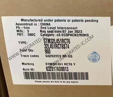 STM32L451RCT6 माइक्रोकंट्रोलर एमसीयू 32बिट सिंगल कोर माइक्रोकंट्रोलर 80MHz एम्बेडेड एमसीयू