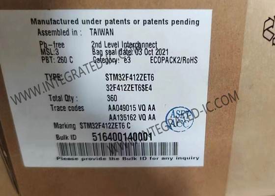32-बिट सिंगल-कोर सरफेस माउंट STM32F412ZET6 माइक्रोकंट्रोलर IC 144-LQFP